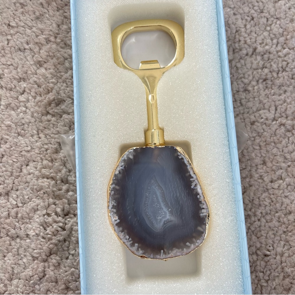 Natural White Agate Bottle Opener NWT